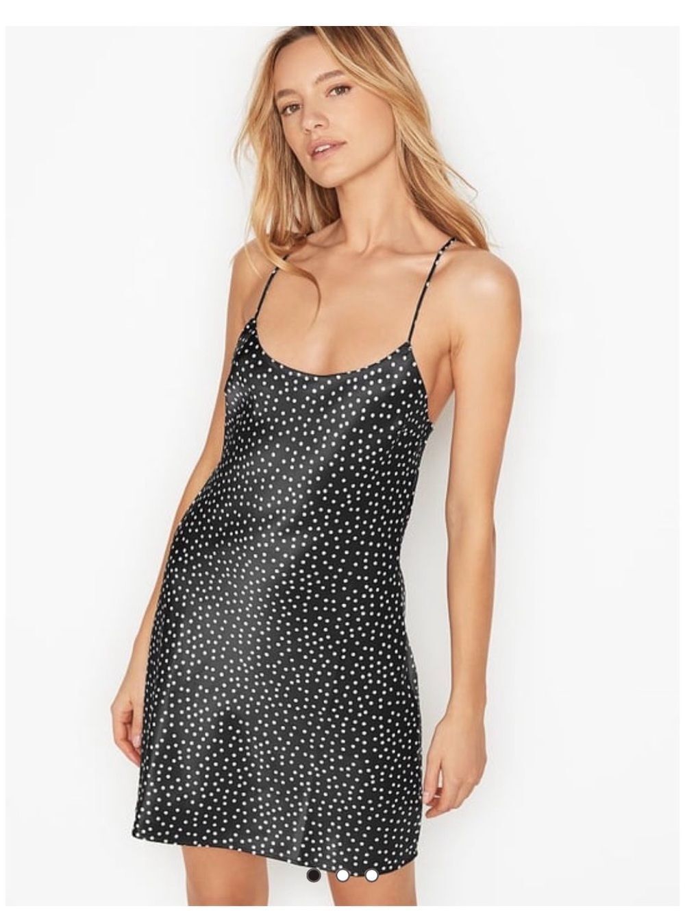 Victoria's Secret Black and White Polka Dot Cowl Slip M